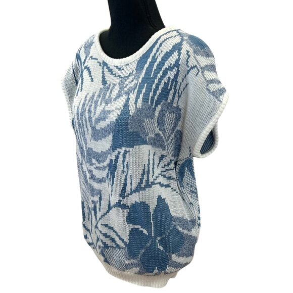 VINTAGE 80s-90s Knit Floral Cap Sleeve Top - Picture 3 of 6